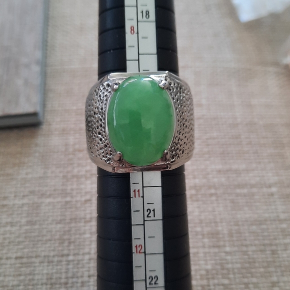 Mens Green Stone Stainless Ring - Picture 4 of 6